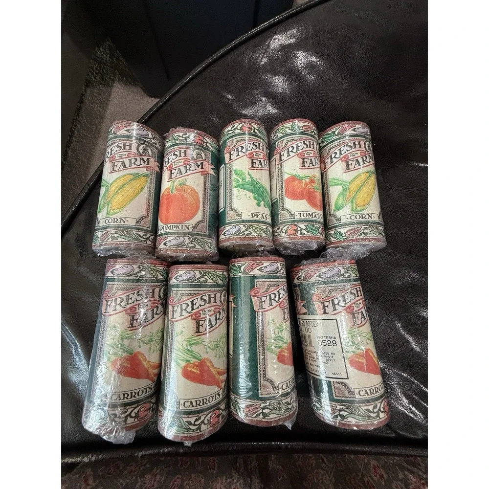 Borden Wall Paper Border Lot of 9 Rolls Prepasted Vtg‎ Seed 12 Feet Ea FarmFresh